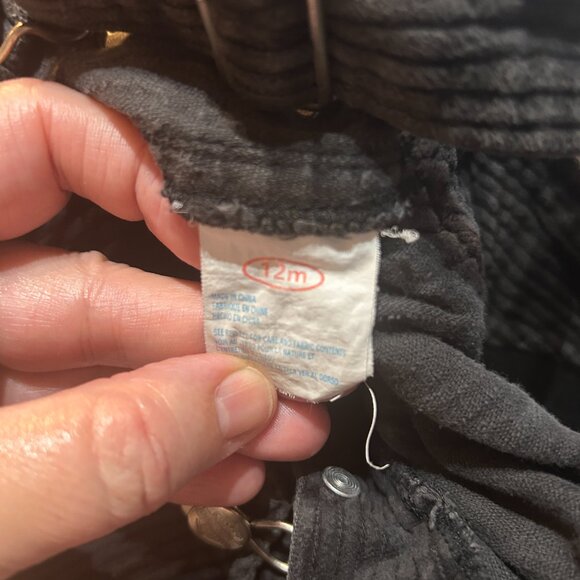 Infant Black Corduroy Overalls 12M Harley Davidson Style Cargo Pockets Logo - Picture 4 of 6